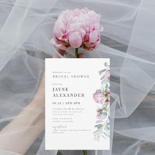 Invitation Fête de mariage botanique aux pivoines roses