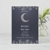 Invitation Fête de mariage botanique bleu clair de lune d'arg (Debout devant)