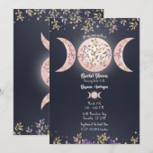 Invitation Fête de mariage botanique bleu de la Déesse Triple (Devant / Derrière)