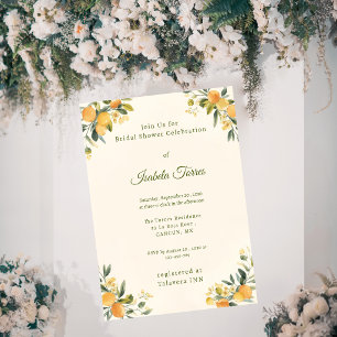 Invitation Fête de mariage botanique de citrons méditerranéen