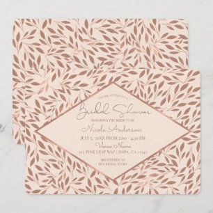 Invitation Fête de mariage Botanique Glam Rustique aux feuill