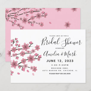 Invitation Fête de mariage botanique rose Cerisier en fleurs