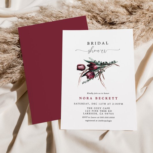 Invitation Fête de mariage Burgundy Flower Bunch