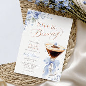 Invitation Fête de Mariage Café Fleurs Bleues