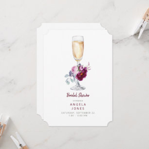 Invitation Fête de mariage Champagne Pivoine Rose & Bordeaux