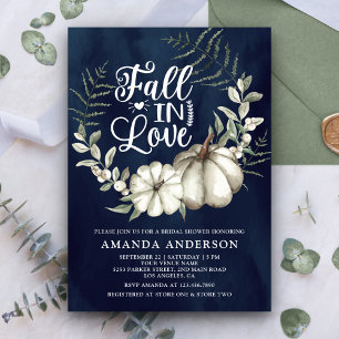 Invitation Fête de mariage champêtre à l'automne avec citroui