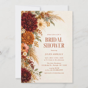 Invitation Fête de Mariage Champêtre Automnal Herbe des Pampa