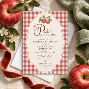 Invitation Fête de mariage champêtre automnal rouge Gingham P
