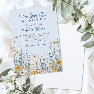 Invitation Fête de mariage champêtre aux fleurs sauvages bleu