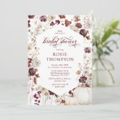 Invitation Fête de mariage champêtre avec citrouille et fleur (Debout devant)