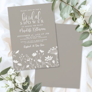 Invitation Fête de mariage champêtre beige Wildflower