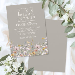 Invitation Fête de mariage champêtre beige Wildflower