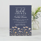 Invitation Fête de mariage champêtre bleu marine (Debout devant)