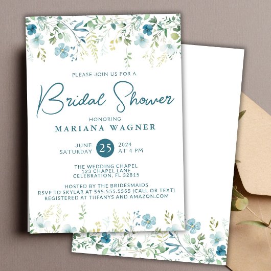 Invitation Fête de mariage champêtre bleu sarcelle