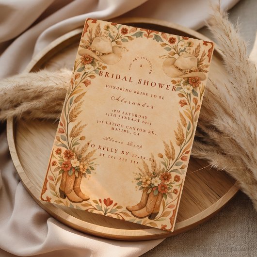 Invitation Fête de mariage champêtre Cowgirl