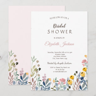 Invitation Fête de mariage champêtre de fleurs sauvages color