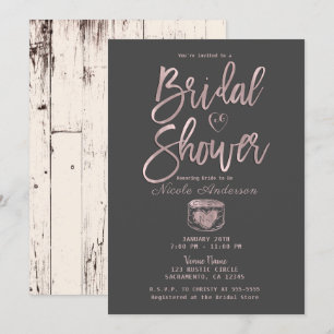 Invitation Fête de Mariage Champêtre Élégant Rose Gold Rose G