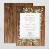 Invitation Fête de Mariage Champêtre en Bois par Courrier à F (Devant / Derrière)