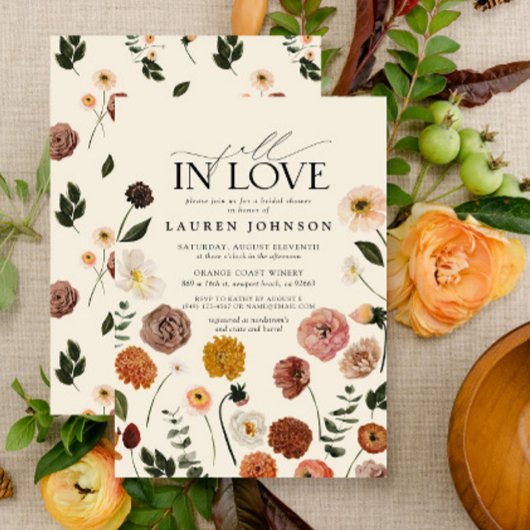 Invitation Fête de mariage champêtre en terre cuite automnale