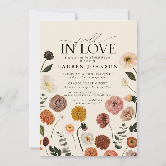 Invitation Fête de mariage champêtre en terre cuite automnale (Devant)