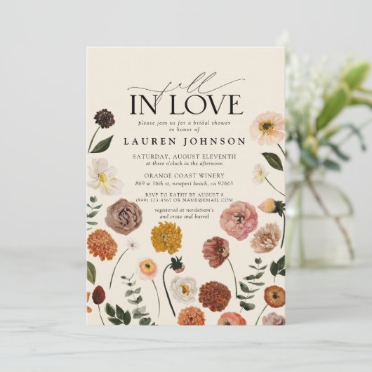 Invitation Fête de mariage champêtre en terre cuite automnale (Debout devant)