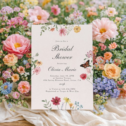 Invitation Fête de mariage champêtre et papillon
