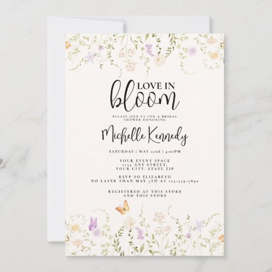 Invitation Fête de mariage champêtre Fleur d'amour en fleurs (Devant)