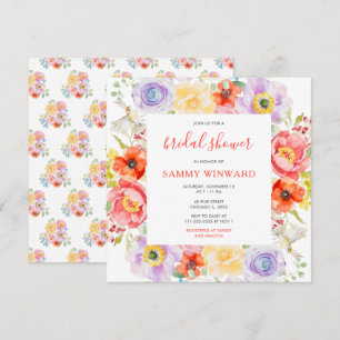 Invitation Fête de mariage champêtre fleurs printanières