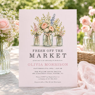 Invitation Fête de mariage champêtre Jar Fleurs Rose Tendré