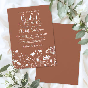 Invitation Fête de mariage champêtre orange brûlé