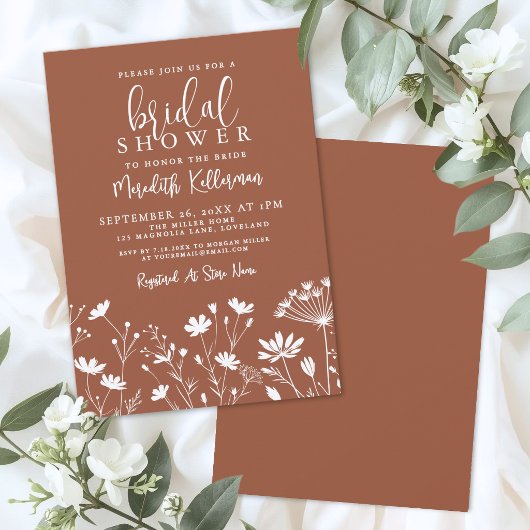 Invitation Fête de mariage champêtre orange brûlé