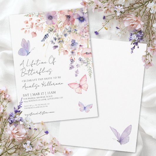 Invitation Fête de mariage champêtre papillon