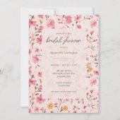 Invitation Fête de mariage champêtre rose (Devant)