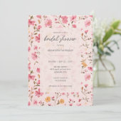Invitation Fête de mariage champêtre rose (Debout devant)