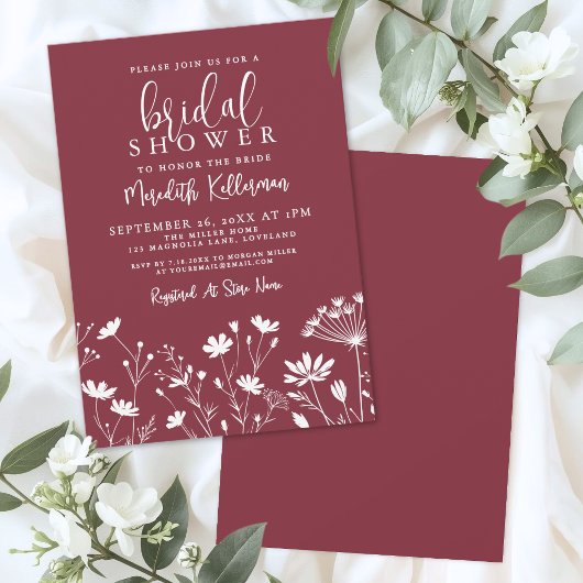Invitation Fête de mariage champêtre Rouge