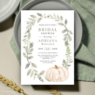Invitation Fête de mariage champêtre sauge verdure blanche ci