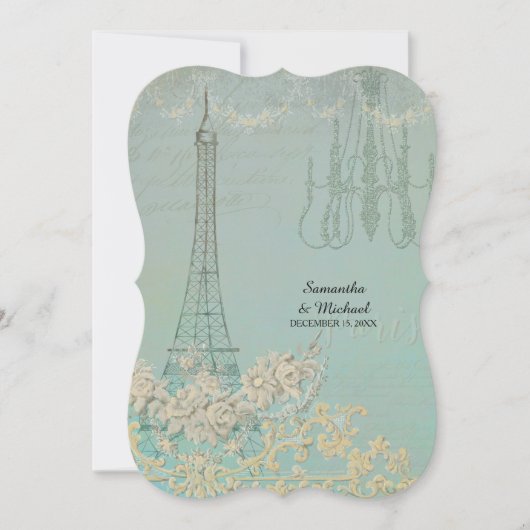 Invitation Fête de mariage chic couples rétro glamour Paris P (Devant)