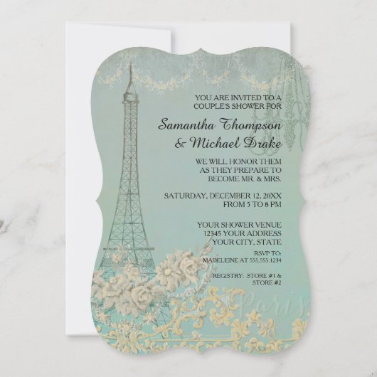 Invitation Fête de mariage chic couples rétro glamour Paris P (Dos)