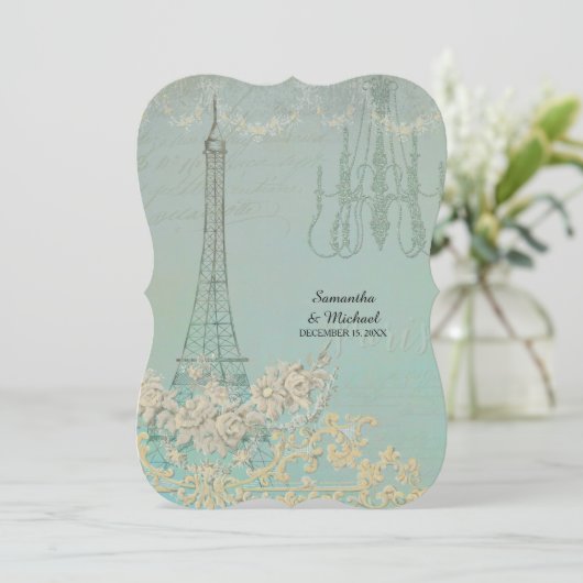 Invitation Fête de mariage chic couples rétro glamour Paris P (Debout devant)