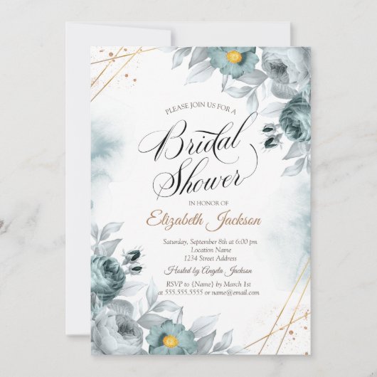 Invitation Fête de mariage Chic Green Roses (Devant)