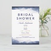 Invitation Fête de mariage chic moderne bleu de nuit à l'aqua (Debout devant)