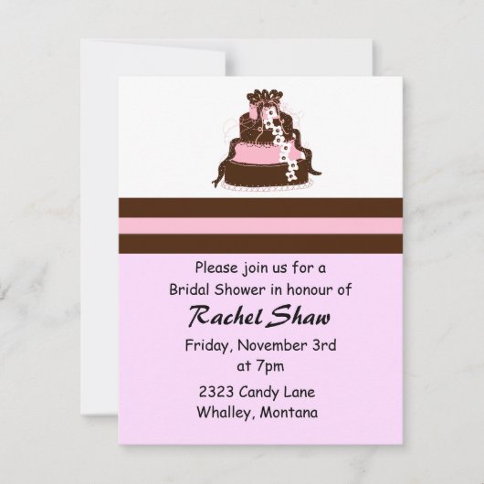 Invitation Fête de mariage chocolat et rose (Devant)