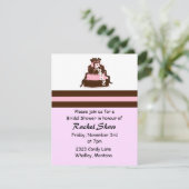 Invitation Fête de mariage chocolat et rose (Debout devant)