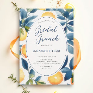 Invitation Fête de mariage Citron Aquarelle Moderne Orange Bl