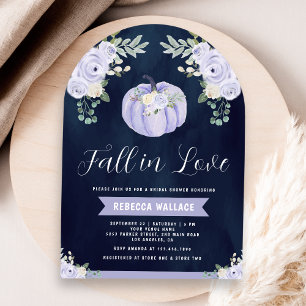 Invitation Fête de mariage Citrouille Lavande Roses Arc Bleu