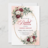 Invitation Fête de mariage classique aux fleurs rouges profon (Devant)