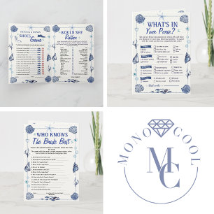 Invitation Fête de Mariage "Coastal All I Sea Is Love" 4 Jeux