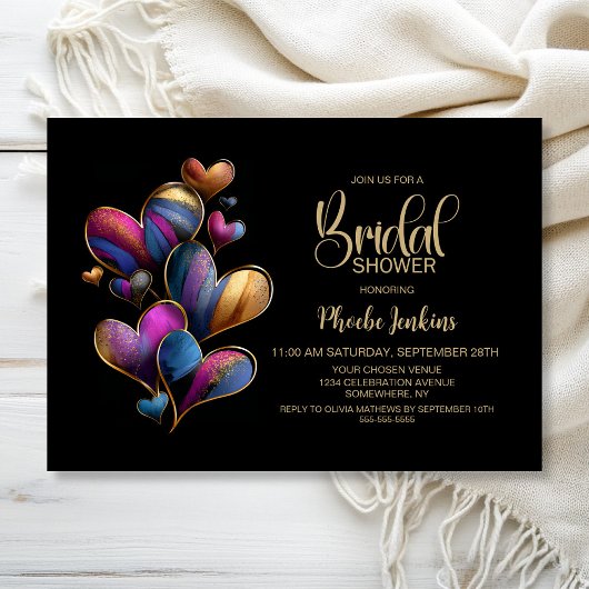 Invitation Fête de mariage Cœurs Colorés