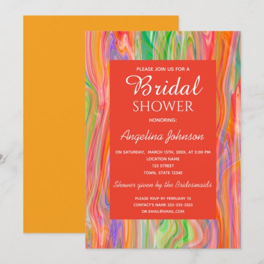 Invitation Fête de mariage corail (Devant / Derrière)