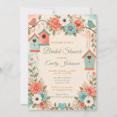 Invitation Fête de mariage corail et aqua (Devant)